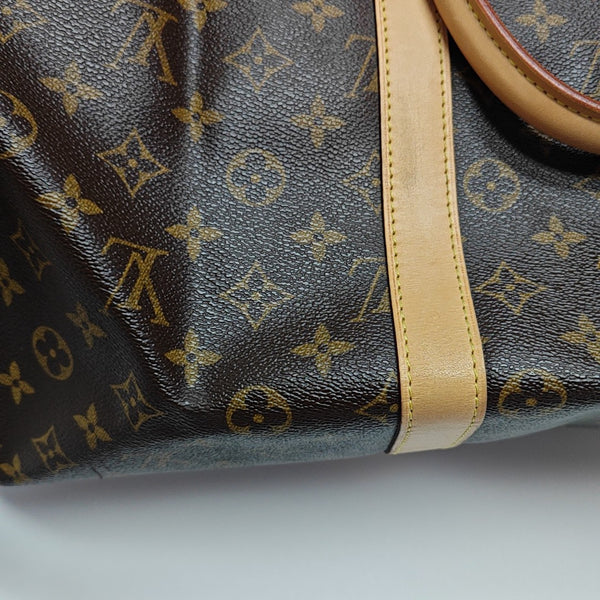 KEEPALL 55 Monogram Coated Canvas Brown