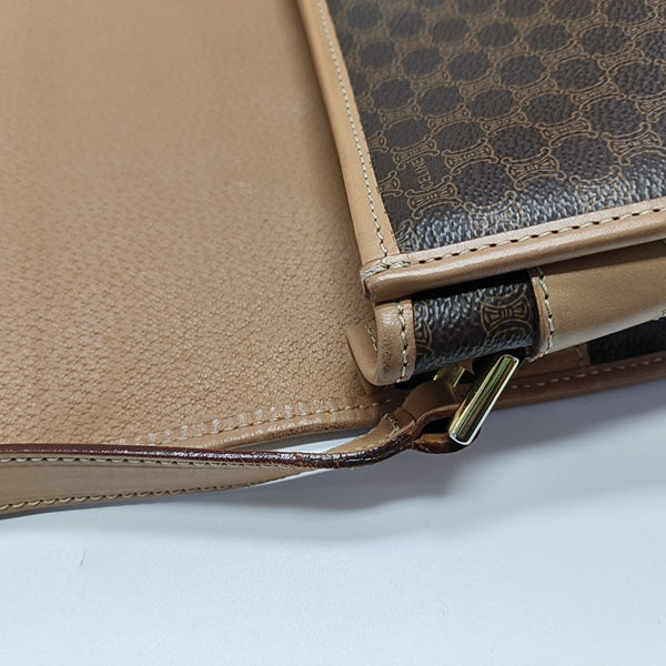Coated Canvas Shoulder Bag Brown