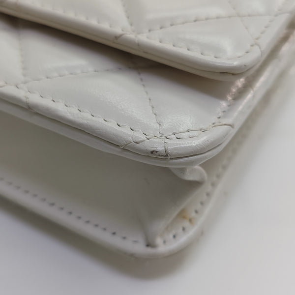 Quilted Calfskin Shoulder Bag White