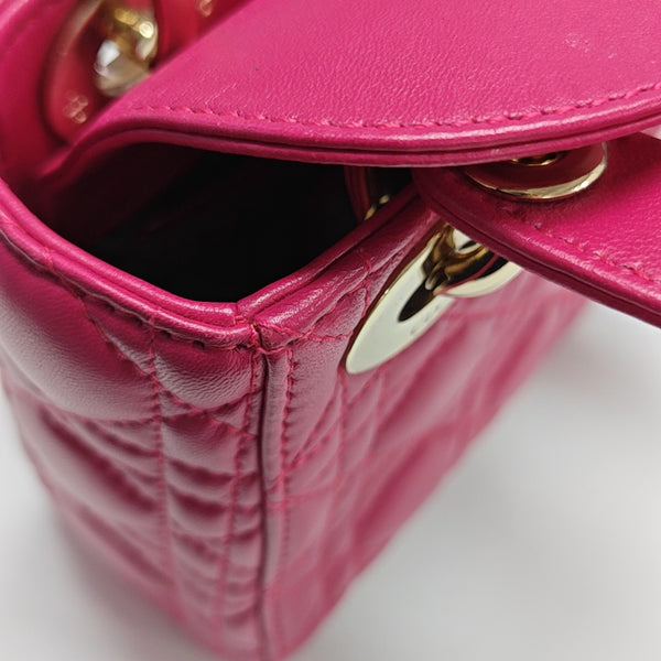 Lady Dior Mini Cannage Lambskin Red