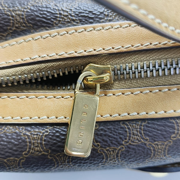 Coated Canvas Shoulder Bag Brown