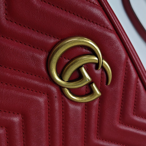 GG Marmont Small Quilted Calfskin Red