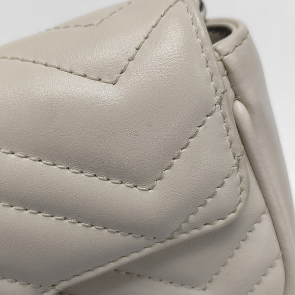 GG Marmont Mini Quilted Calfskin White