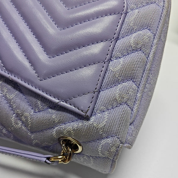 GG Marmont Medium Quilted Denim Purple
