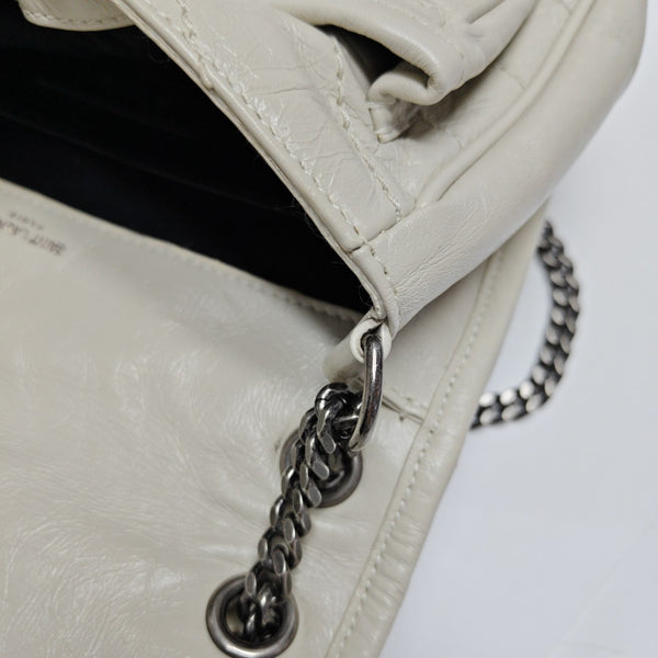 NIKI Small Chevron Calfskin White