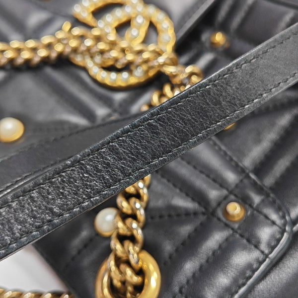 GG Marmont Medium Quilted Calfskin Black