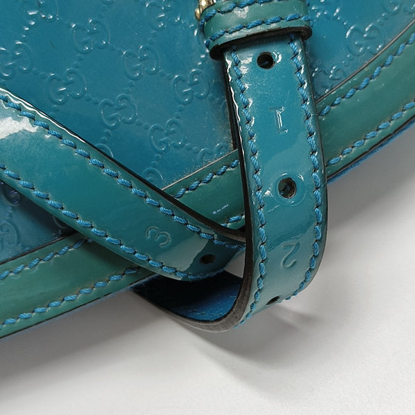 Monogram Patent Leather Shoulder Bag Blue