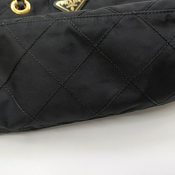Chain Tote Quilted Nylon Black