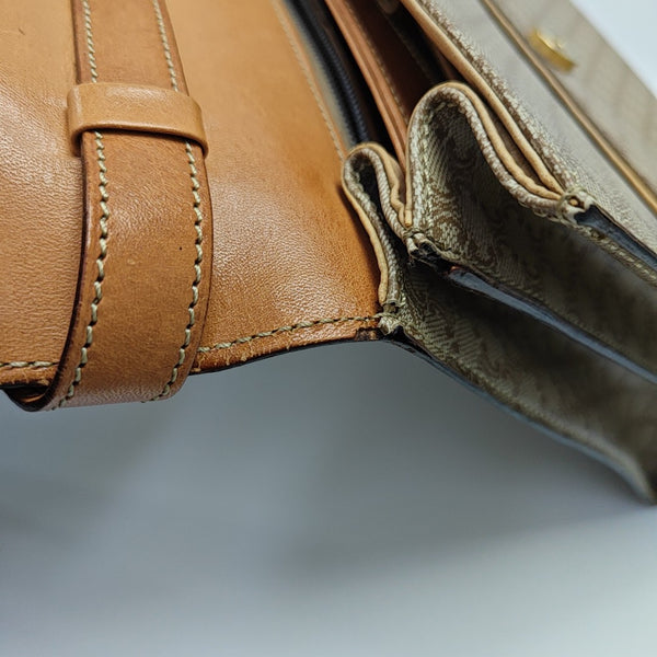 Coated Canvas Shoulder Bag Beige