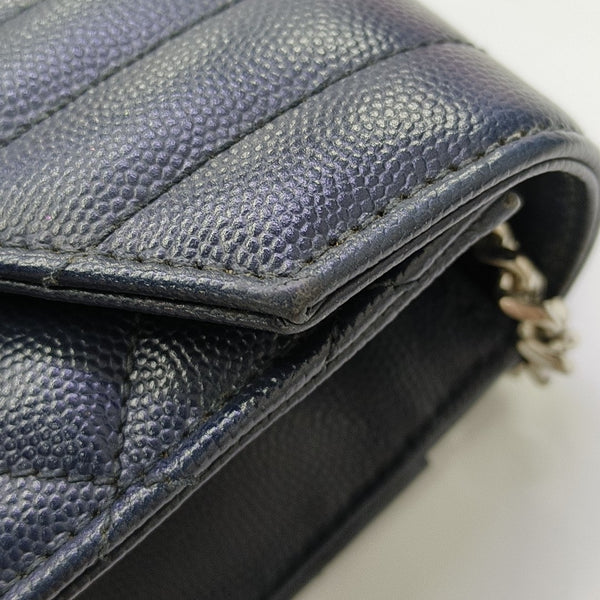 ENVELOPE Small Chevron Calfskin Blue