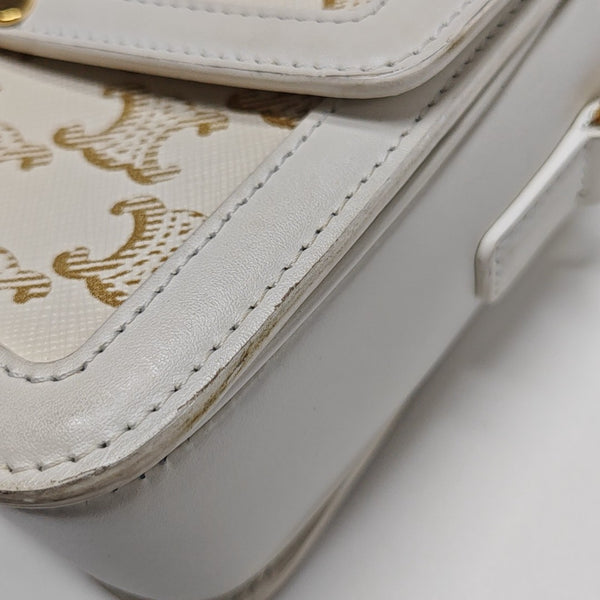 TRIOMPHE Small Coated Canvas White