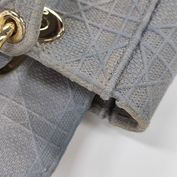 Lady D-Lite Medium Cannage Canvas Gray