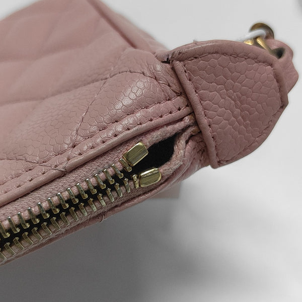 Quilted Grained Calfskin Top Handle Bag Pink