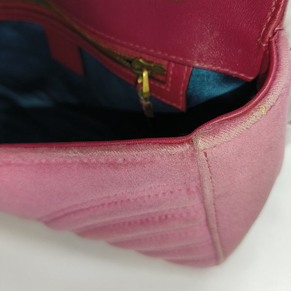 GG Marmont Medium Quilted Velvet Pink