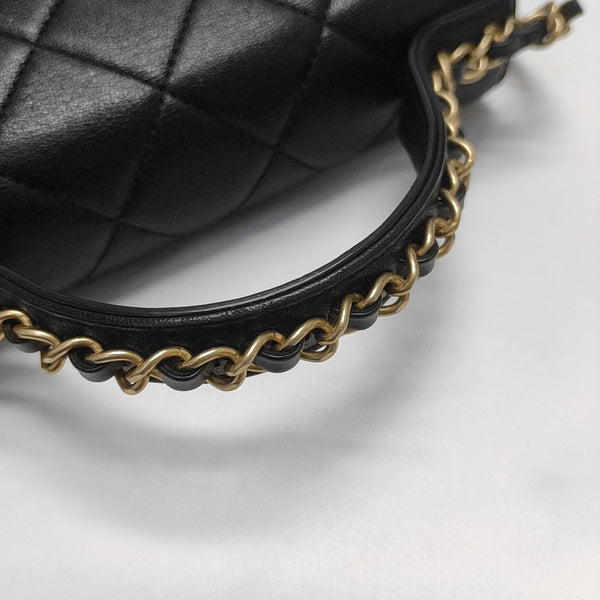 CHAIN INFINITY TOP HANDLE Quilted Lambskin Black