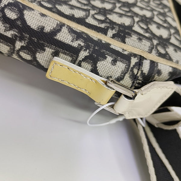 Oblique Coated Canvas Shoulder Bag Gray