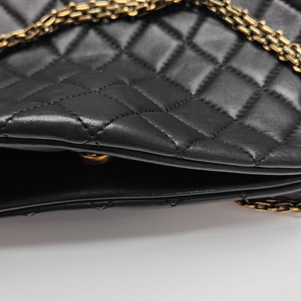 JUST MADEMOISELLE Large Quilted Lambskin Black