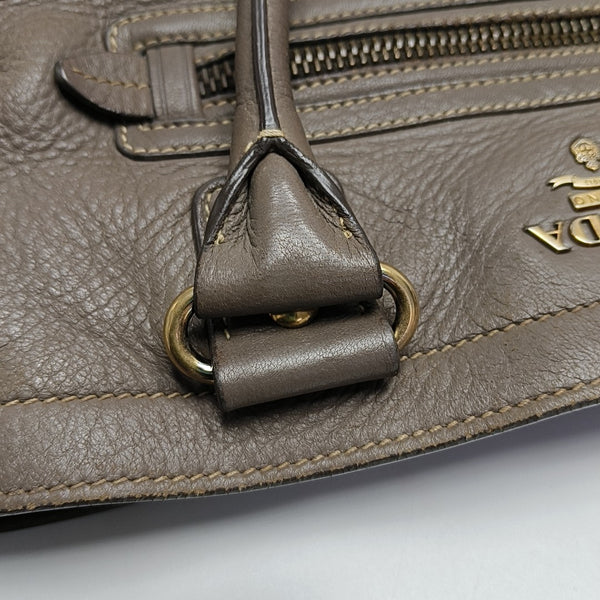 Teal Vitello Daino Front Zip Tote Calfskin Gray