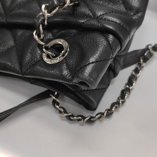 Quilted Grained Calfskin Tote Bag Black