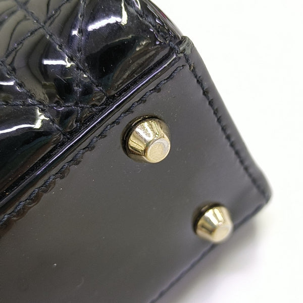 Lady Dior Mini Cannage Patent Leather Black