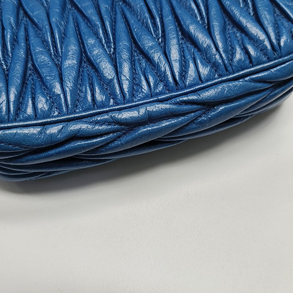 Quilted Lambskin Top Handle Bag Blue
