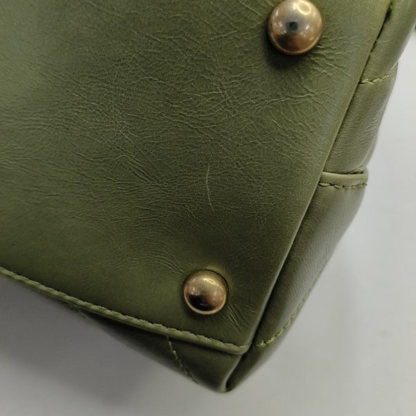 COCO HANDLE Medium Chevron, Quilted Calfskin Green