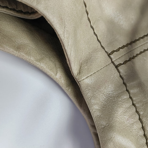 Leather Top Handle Bag Beige