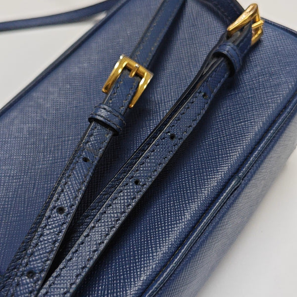 Saffiano Calfskin Shoulder Bag Blue