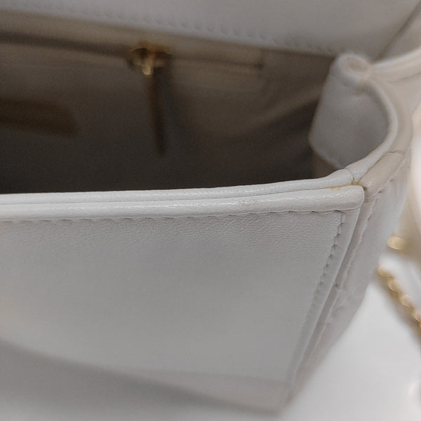 Quilted Lambskin Shoulder Bag White