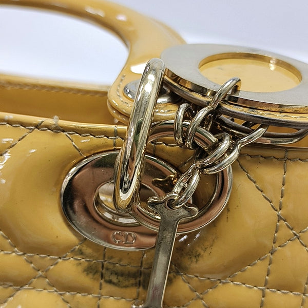 Lady Dior Medium Cannage Patent Leather Yellow