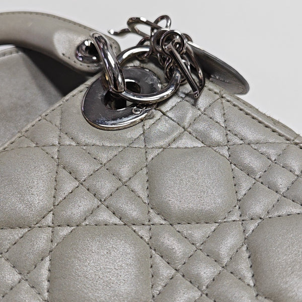 Lady Dior Mini Cannage Lambskin Gray