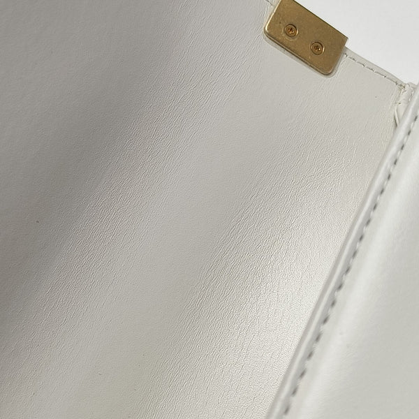 BOY CHANEL Mini Quilted Calfskin White