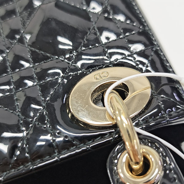Lady Dior Mini Cannage Patent Leather Black