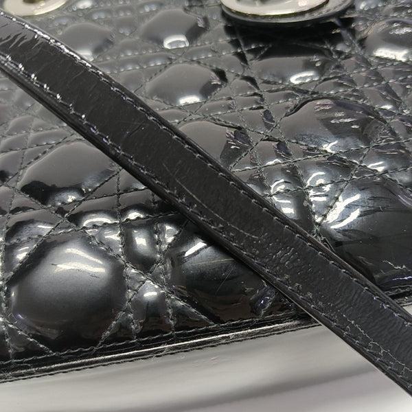 Lady Dior Medium Cannage Patent Leather Black
