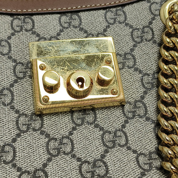 Padlock Small Monogram Coated Canvas Beige