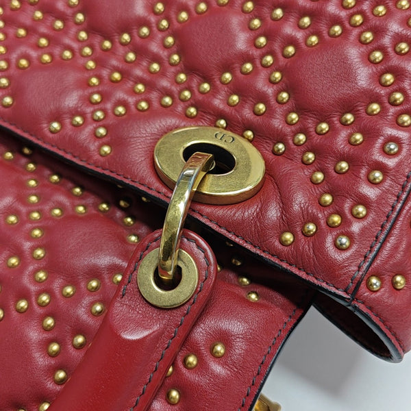 Lady Dior Mediano Piel de Becerro Roja