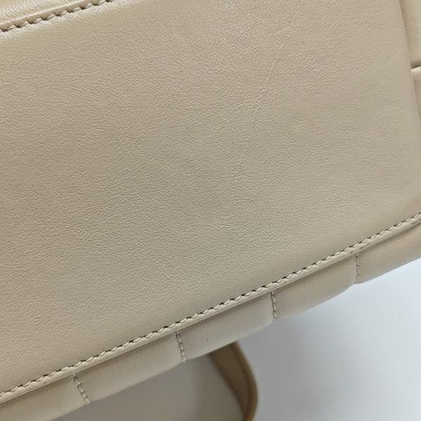 Chevron Leather Shoulder Bag Beige