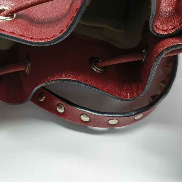 Rockstud Small Calfskin Red