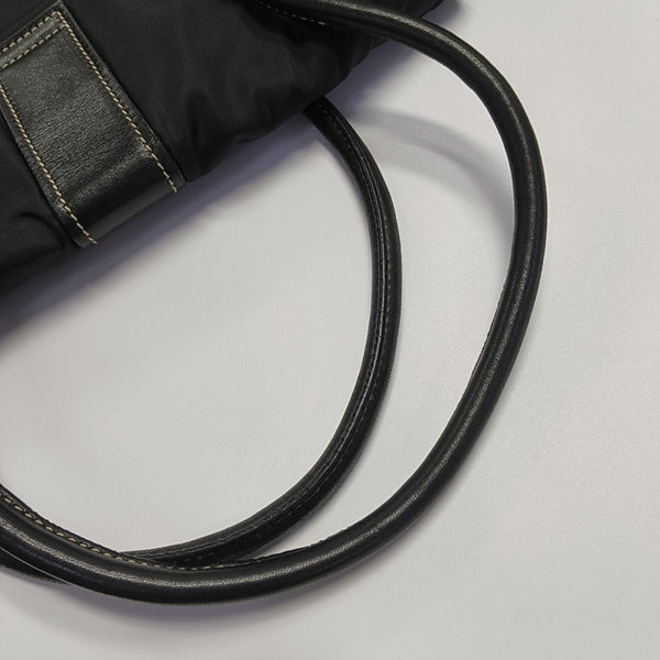 Quilted Nylon Top Handle Bag Black