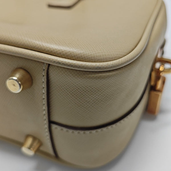 Leather Top Handle Bag Beige