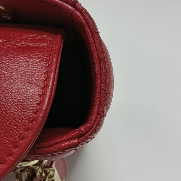 Lady Dior Small Cannage Lambskin Red