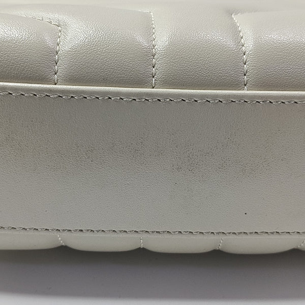 LOULOU Extra Small Chevron Calfskin White