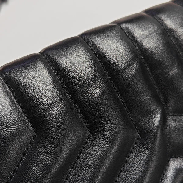 Chevron Leather Tote Bag Black