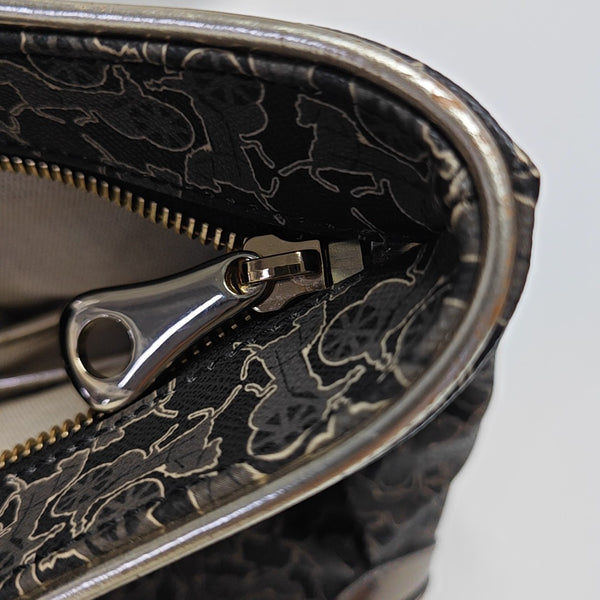 Coated Canvas Top Handle Bag Gray