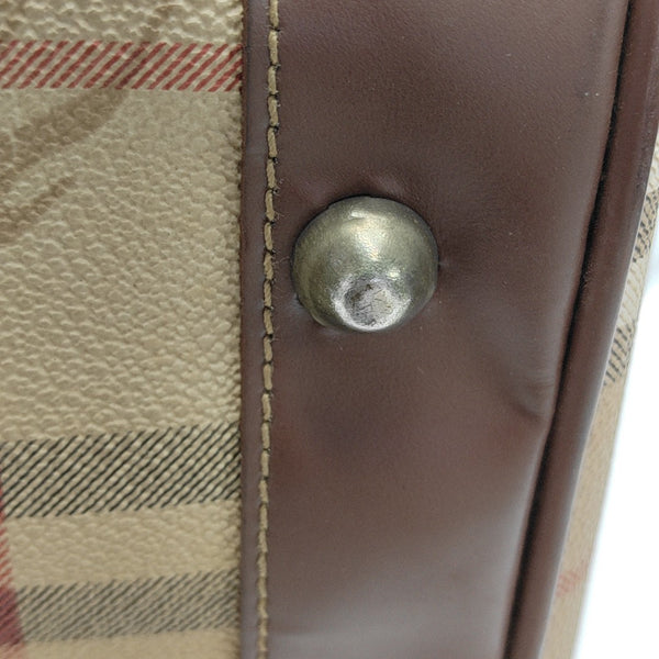 Coated Canvas Top Handle Bag Brown