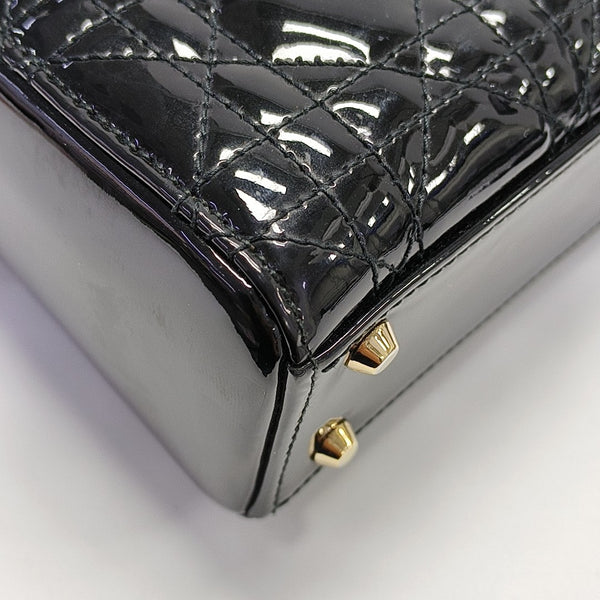 Lady Dior Mini Cannage Patent Leather Black