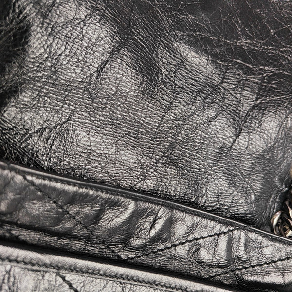 NIKI Medium Chevron Calfskin Black