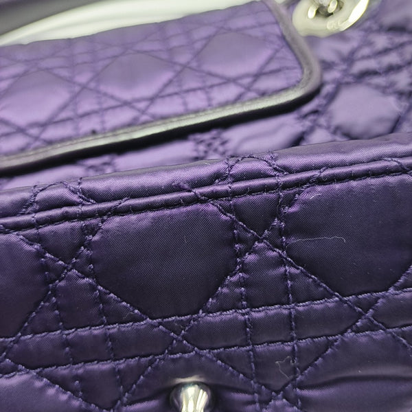 Cannage Silk Satin Tote Bag Purple