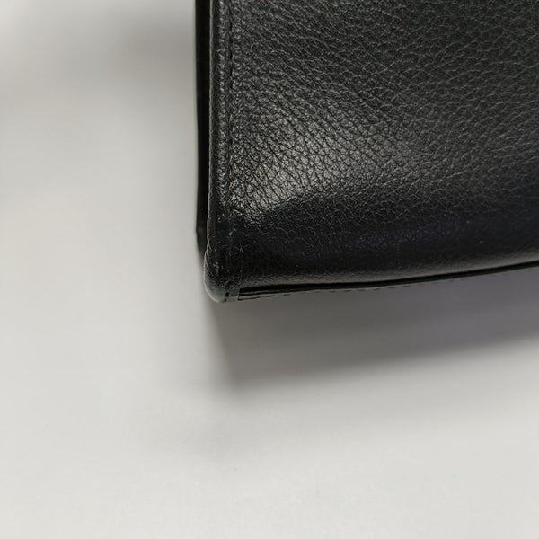 Leather Top Handle Bag Black