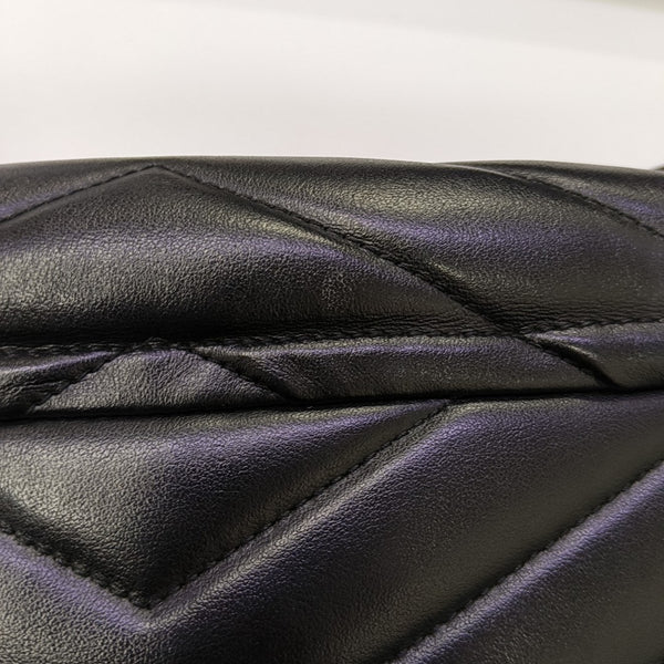 Chevron Calfskin Shoulder Bag Black